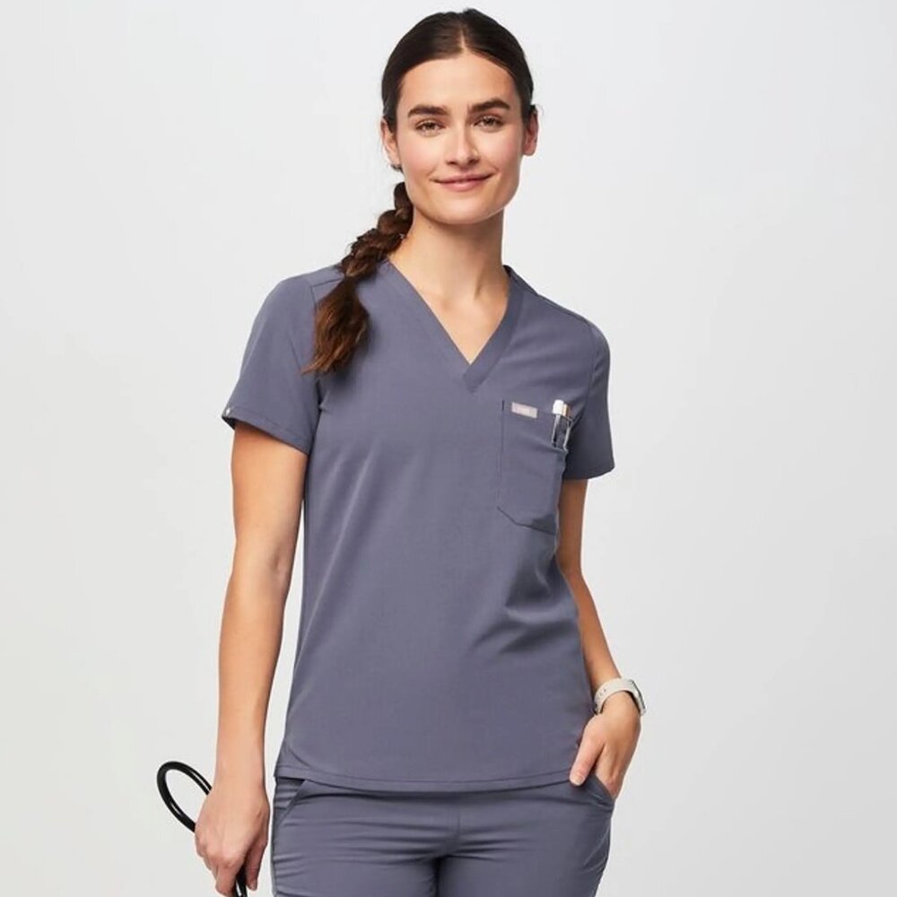 Figs Catarina Scrub Top XS Space Navy